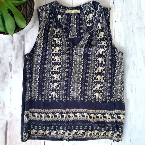 BOHO ELEPHANT SLEVELESS TOP. 41 HAWTHORN FLOWY PULLOVER TOP. Excellent condition - Picture 1 of 12